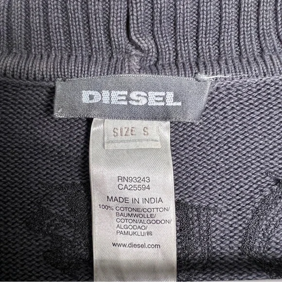 DIESEL Womens Y2K 90s “ROCK IS GRAY” Cardigan Sweater sz Small - Picture 5 of 5